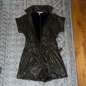 brown espresso faux leather romper in pristine condition size xs